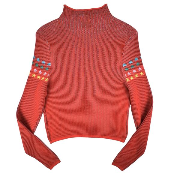 BDG Urban Outfitters Sky High Ribbed Crop Top Large Ski Retro Rainbow Mock Neck - Picture 2 of 13